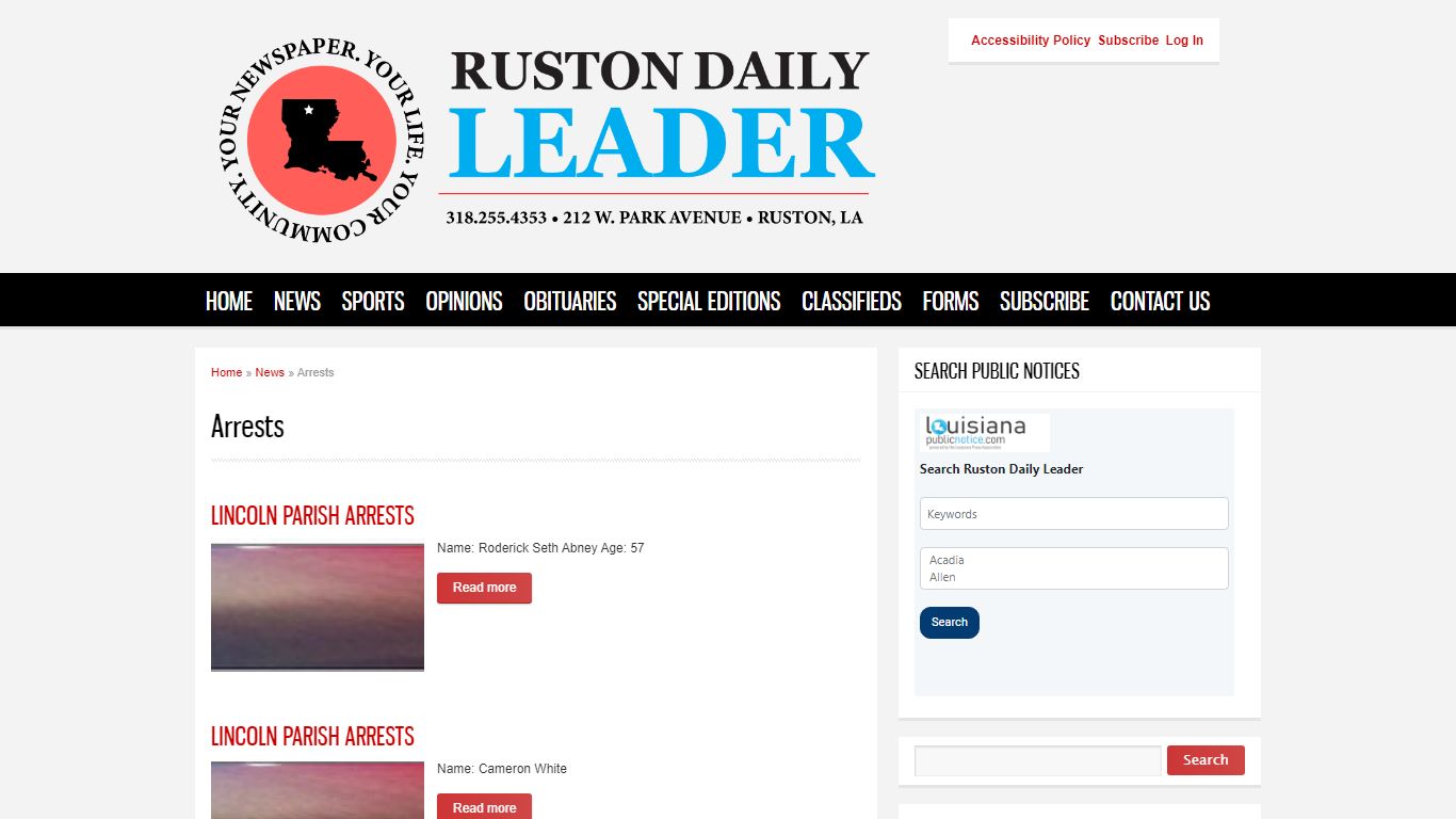 Arrests - Ruston Daily Leader