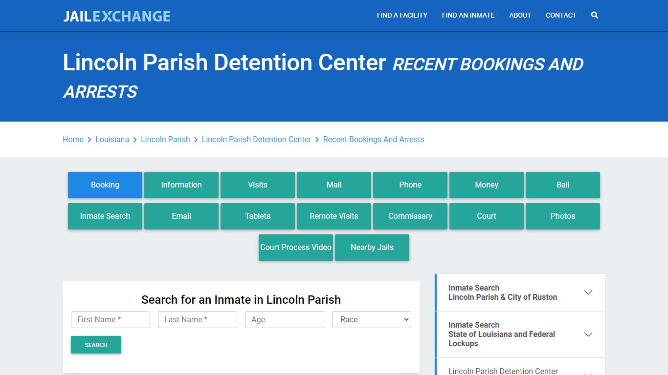 Lincoln Parish Detention Center Recent Bookings And Arrests - Jail Exchange