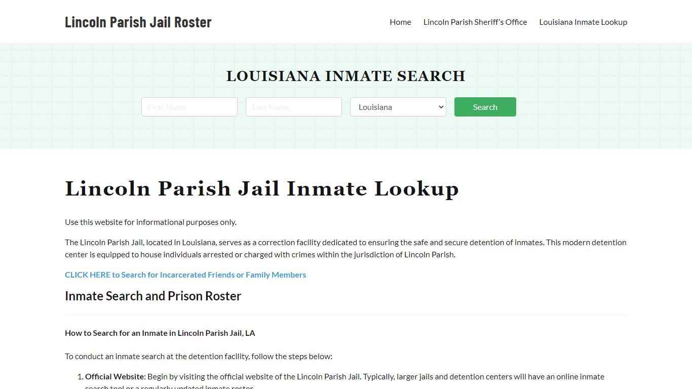 Lincoln Parish Jail Roster Lookup, LA, Inmate Search